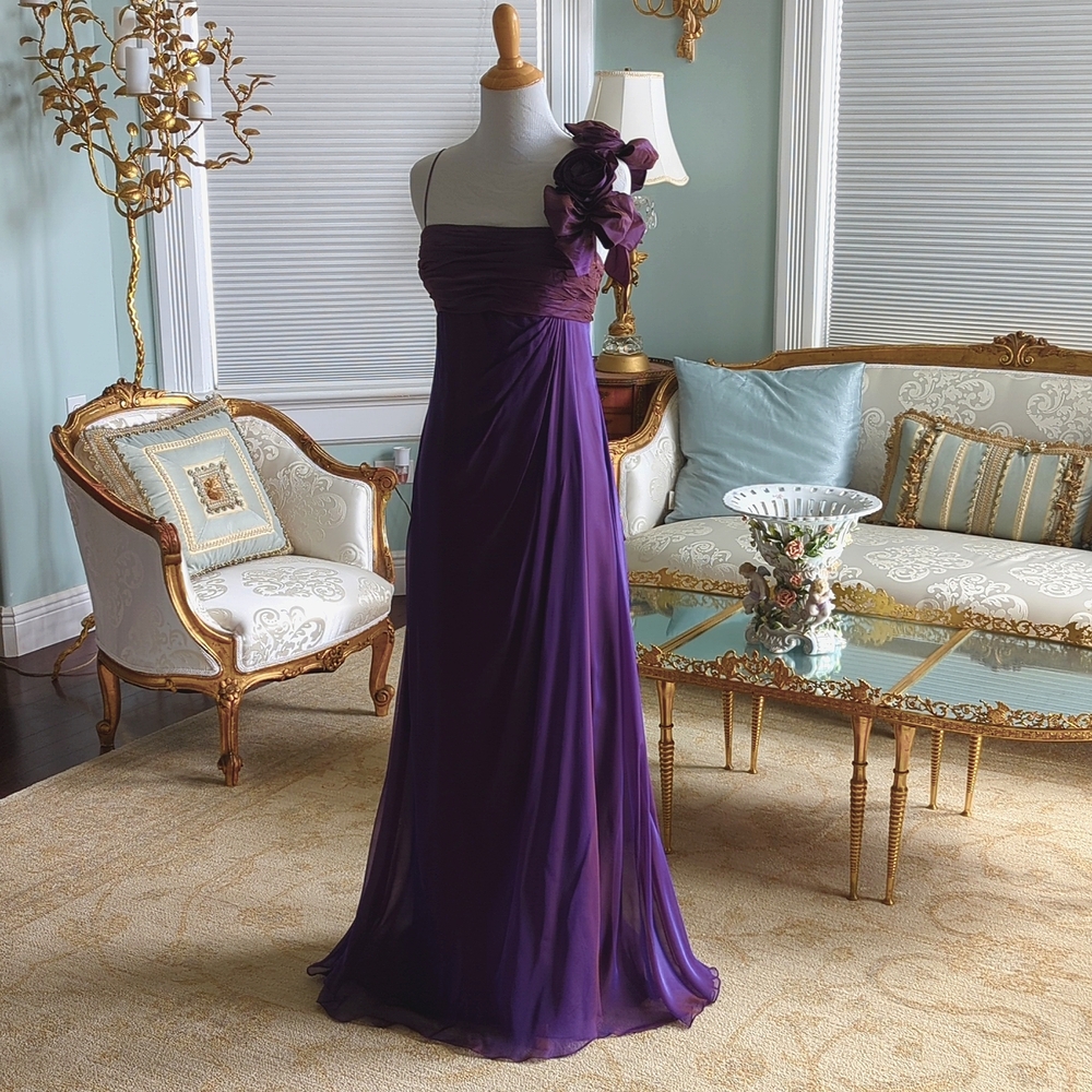 Rickie Freeman for Teri Jon Purple Silk Evening Gown